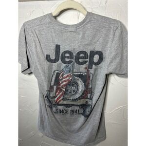 Jeep Since 1941 USA Flag Graphic T-Shirt Men's Small Gray Short Sleeve